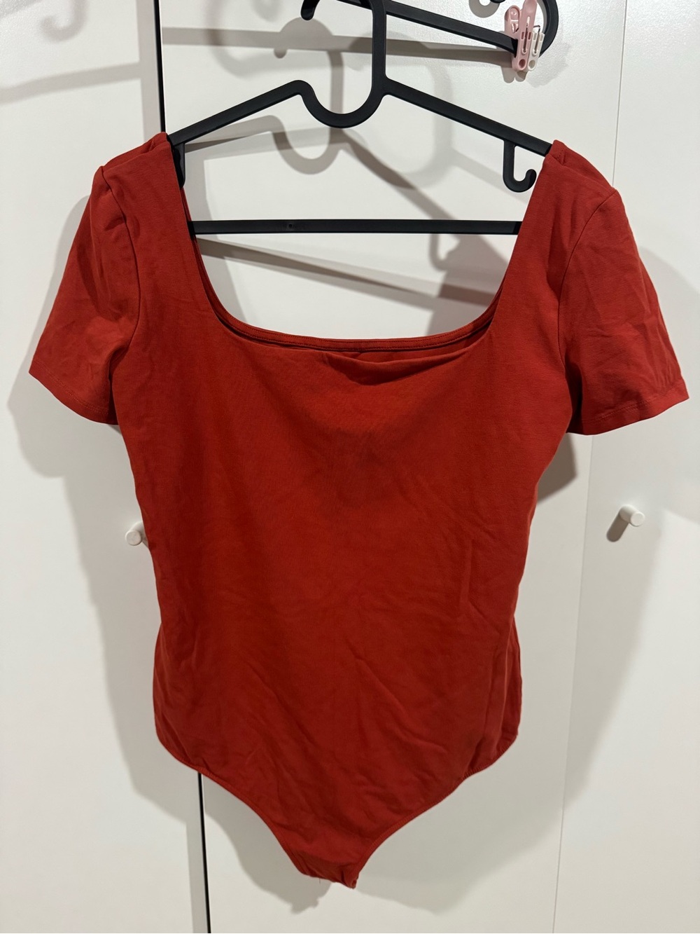 Express Square Neck Short Sleeve Bodysuit  ( pack of 2) Beige and rustic orange